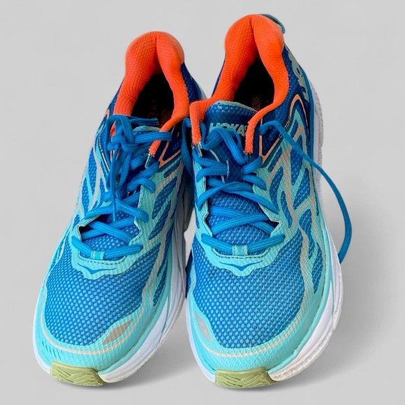 Hoka Clifton One on One Vibrant Blue & Orange Sneakers Women’s Size 10.5 Sport - Picture 3 of 12